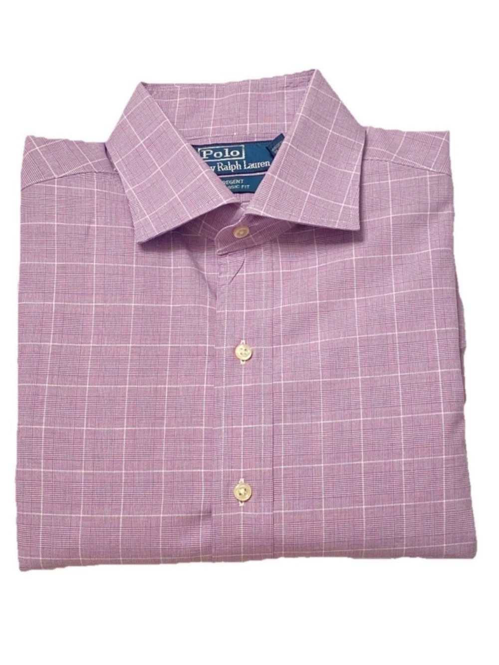Ralph Lauren Lavender Purple Lilac Windowpane Dress Shirt Size 16 Plaid